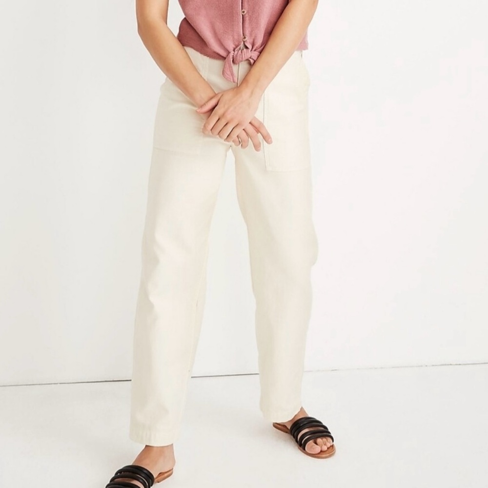 Madewell Griff Fatigue Cargo Pants White Cotton High Waist size 24 fit like 25^